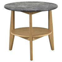 Bradley Round SmartTop End Side Table Grey and Natural