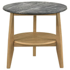Home & Sleep Outlet - Bradley Round SmartTop End Side Table Grey and Natural