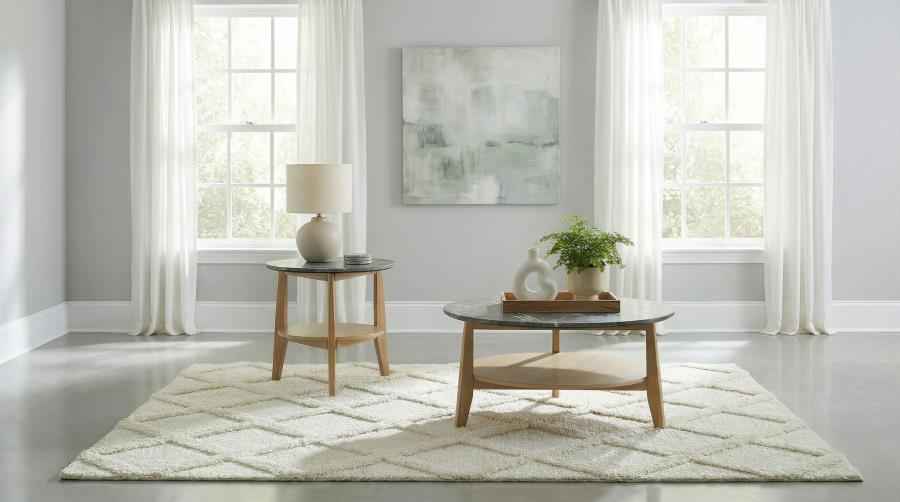 Bradley 2-Piece Round SmartTop Coffee Table Set Grey and Natural
