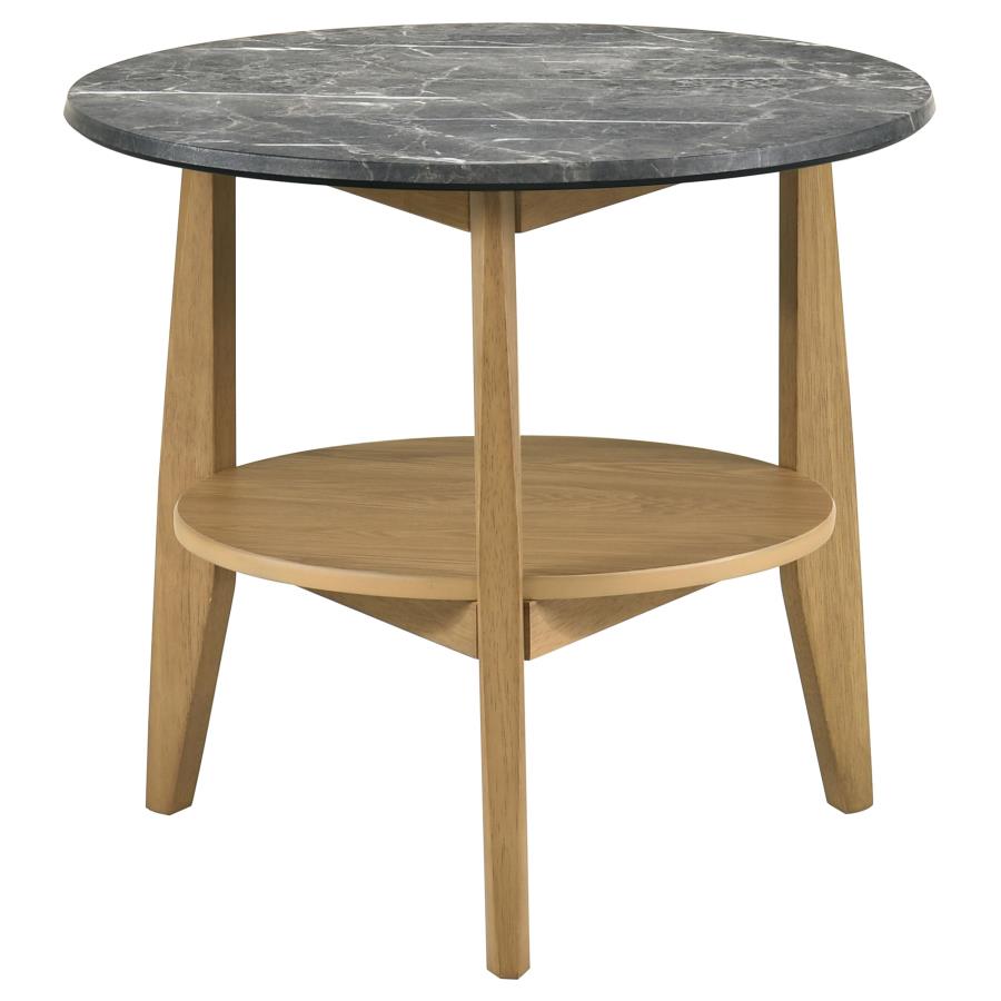 Home & Sleep Outlet - Bradley 2-Piece Round SmartTop Coffee Table Set Grey and Natural