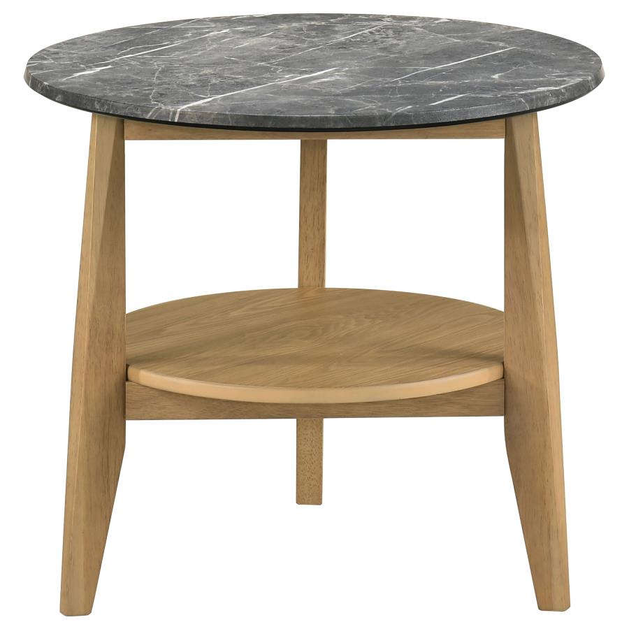 Home & Sleep Outlet - Bradley 2-Piece Round SmartTop Coffee Table Set Grey and Natural