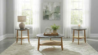 Bradley 3-Piece Round SmartTop Coffee Table Set Grey and Natural