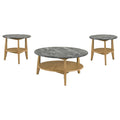 Home & Sleep Outlet - Bradley 3-Piece Round SmartTop Coffee Table Set Grey and Natural