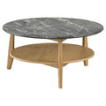 Home & Sleep Outlet - Bradley Round SmartTop Cocktail Coffee Table Grey and Natural