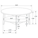 Bradley Round SmartTop Cocktail Coffee Table Grey and Natural