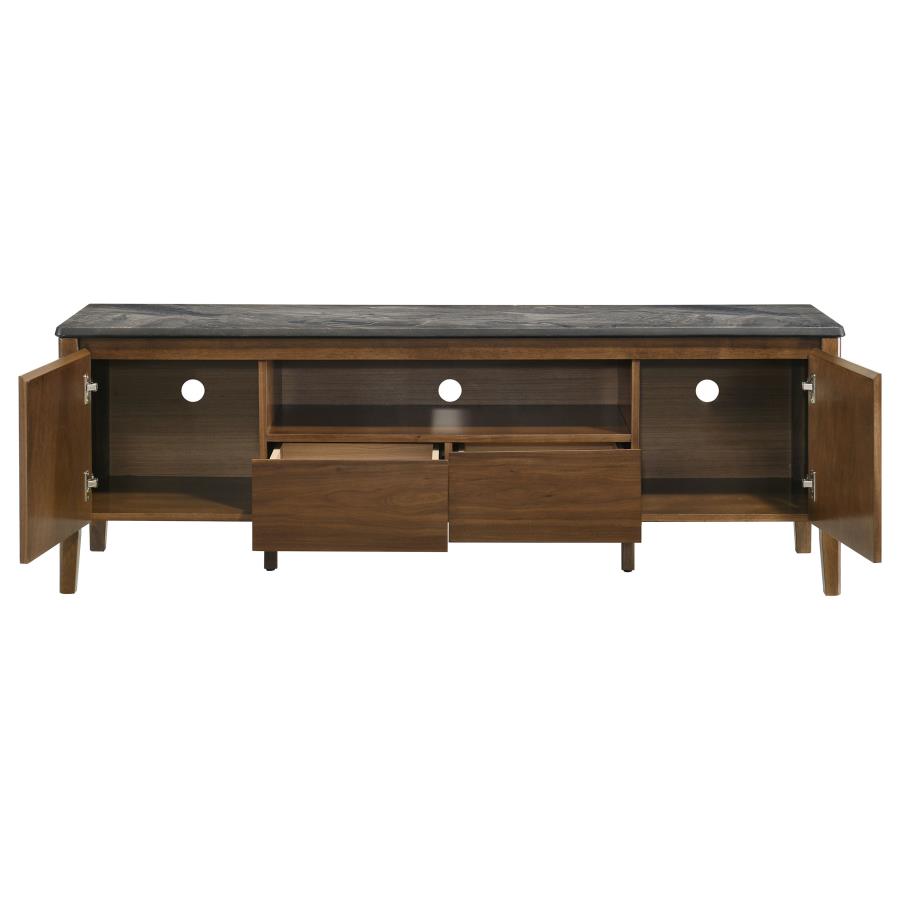 Home & Sleep Outlet - Bradley 63-inch 2-Door SmartTop TV Stand Smokey Grey and Brown
