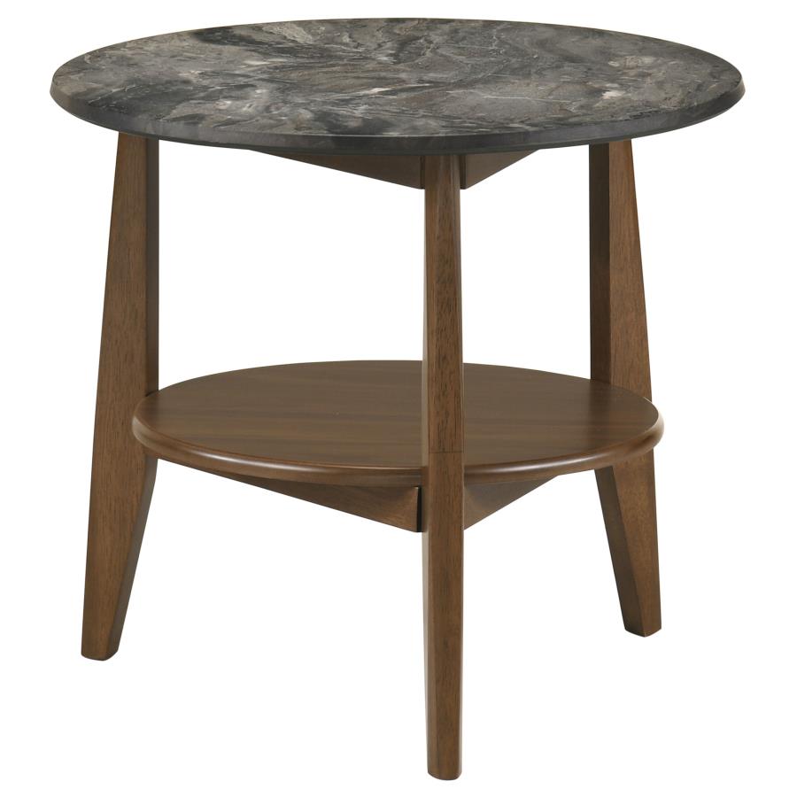 Home & Sleep Outlet - Bradley Round SmartTop End Side Table Smokey Grey and Brown
