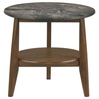 Bradley Round SmartTop End Side Table Smokey Grey and Dark Brown