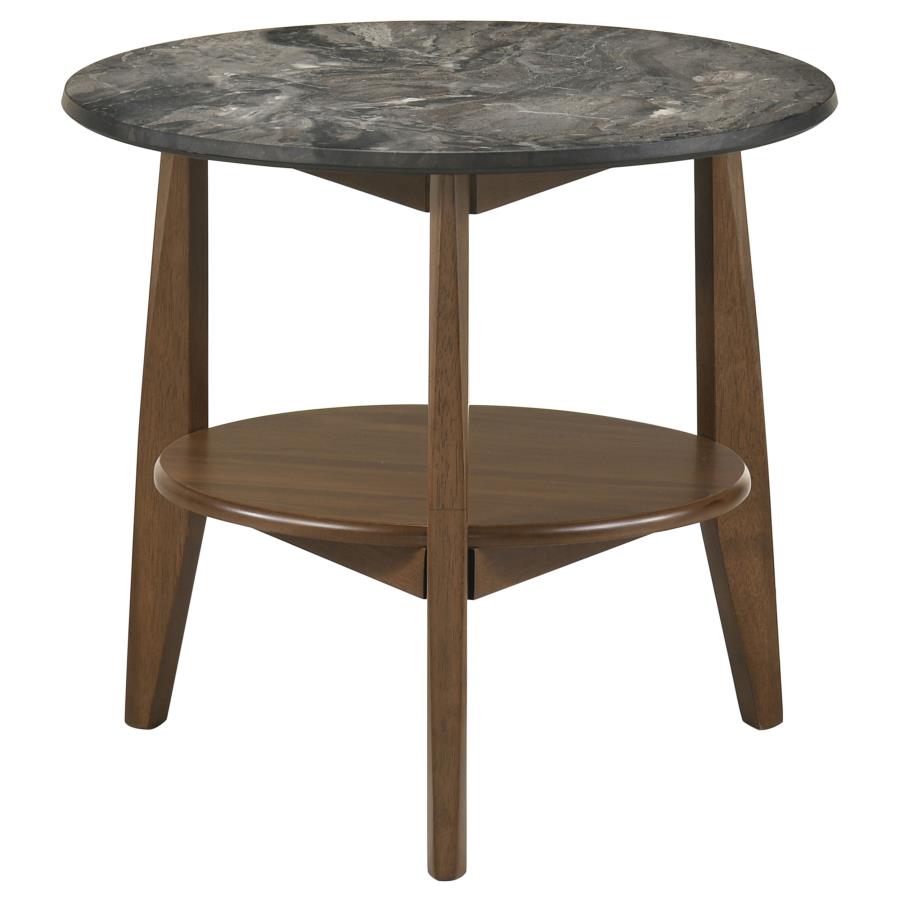 Home & Sleep Outlet - Bradley 2-Piece Round SmartTop Coffee Table Set Smokey Grey and Brown