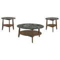 Home & Sleep Outlet - Bradley 3-Piece Round SmartTop Coffee Table Set Smokey Grey and Brown