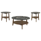 Home & Sleep Outlet - Bradley 3-Piece Round SmartTop Coffee Table Set Smokey Grey and Brown