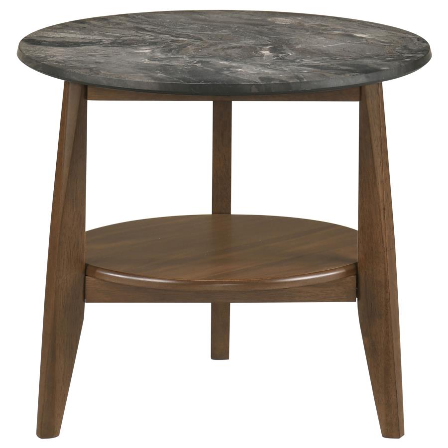 Home & Sleep Outlet - Bradley 3-Piece Round SmartTop Coffee Table Set Smokey Grey and Brown