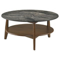 Home & Sleep Outlet - Bradley Round SmartTop Cocktail Coffee Table Smokey Grey and Brown
