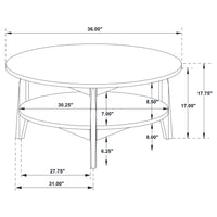 Bradley Round SmartTop Cocktail Coffee Table Smokey Grey and Brown