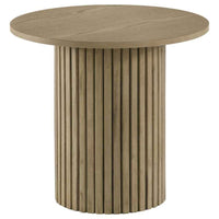 Hamlyn 2-piece Round Fluted Coffee and End Table Set Natural Oak