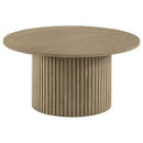 Hamlyn 2-piece Round Fluted Coffee and End Table Set Natural Oak