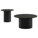 Hamlyn 2-piece Round Fluted Coffee and End Table Set Black