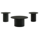 Hamlyn 3-piece Round Fluted Coffee and End Table Set Black