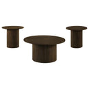 Hamlyn 3-piece Round Fluted Coffee and End Table Set Walnut
