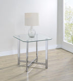 Home & Sleep Outlet - Cronin Square Tempered Glass Top Side End Table Chrome