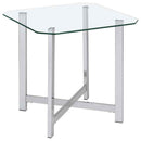 Cronin Square Tempered Glass Top Side End Table Chrome