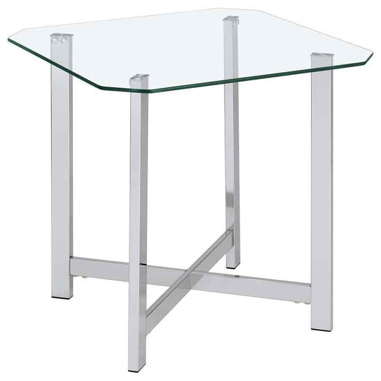 Cronin Square Tempered Glass Top Side End Table Chrome