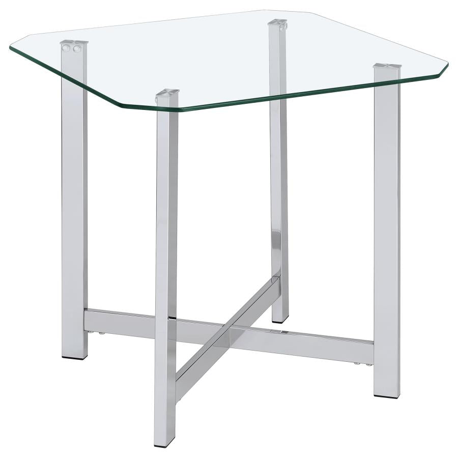 Home & Sleep Outlet - Cronin Square Tempered Glass Top Side End Table Chrome