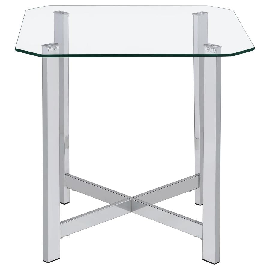 Home & Sleep Outlet - Cronin Square Tempered Glass Top Side End Table Chrome