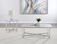 Cronin Square Tempered Glass Top Side End Table Chrome
