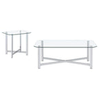 Home & Sleep Outlet - Cronin 2-piece Tempered Glass Top Coffee Table Set Chrome