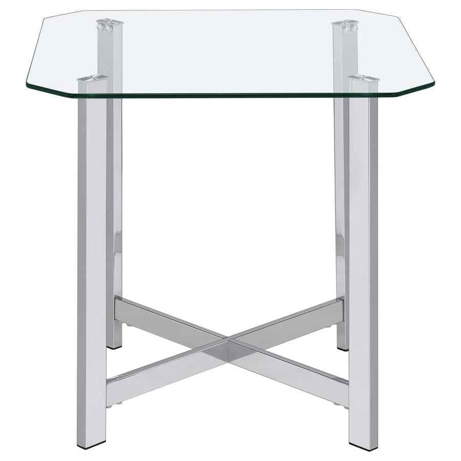 Cronin 2-piece Tempered Glass Top Coffee Table Set Chrome