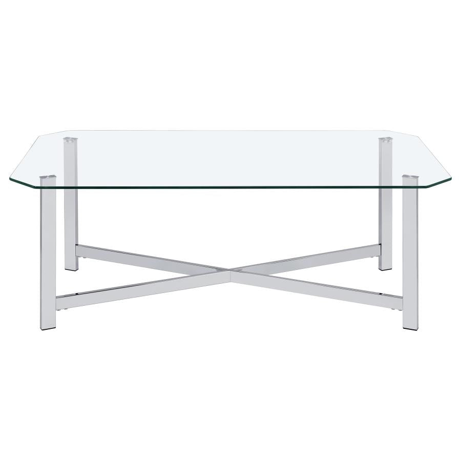 Home & Sleep Outlet - Cronin 2-piece Tempered Glass Top Coffee Table Set Chrome