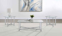 Cronin 3-piece Tempered Glass Top Coffee Table Set Chrome