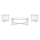 Cronin 3-piece Tempered Glass Top Coffee Table Set Chrome
