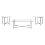 Home & Sleep Outlet - Cronin 3-piece Tempered Glass Top Coffee Table Set Chrome
