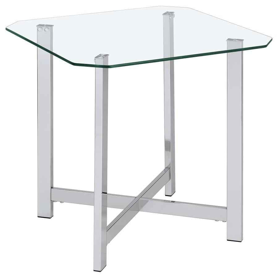 Cronin 3-piece Tempered Glass Top Coffee Table Set Chrome