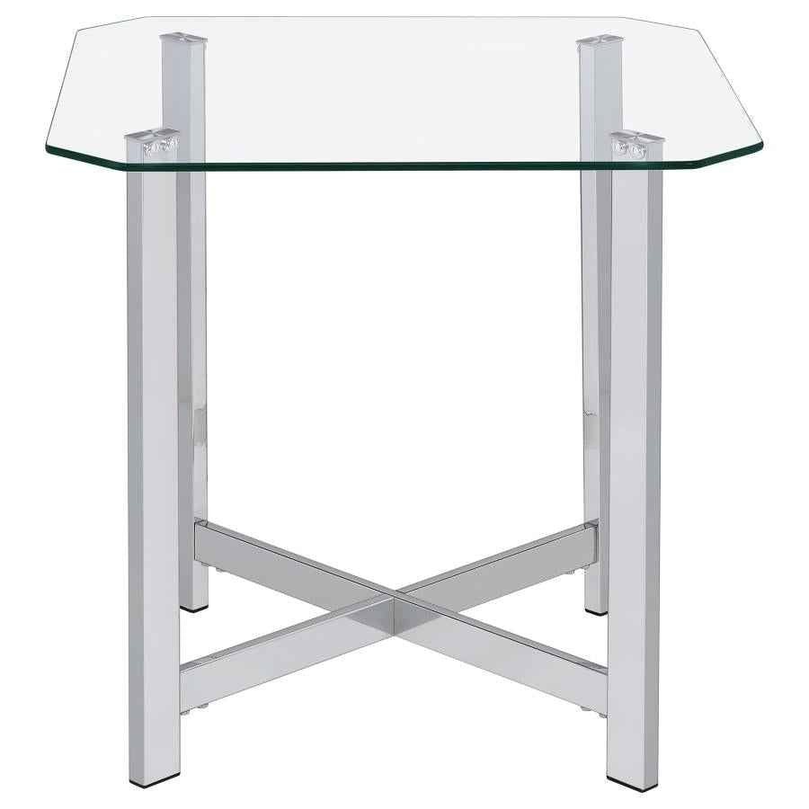 Cronin 3-piece Tempered Glass Top Coffee Table Set Chrome