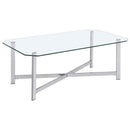 Cronin 3-piece Tempered Glass Top Coffee Table Set Chrome
