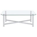 Cronin 3-piece Tempered Glass Top Coffee Table Set Chrome