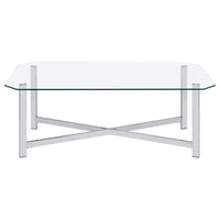 Cronin 3-piece Tempered Glass Top Coffee Table Set Chrome