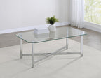 Home & Sleep Outlet - Cronin Rectangular Tempered Glass Top Cocktail Coffee Table Chrome