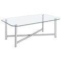 Home & Sleep Outlet - Cronin Rectangular Tempered Glass Top Cocktail Coffee Table Chrome