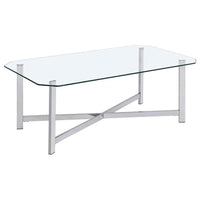 Cronin Rectangular Tempered Glass Top Cocktail Coffee Table Chrome