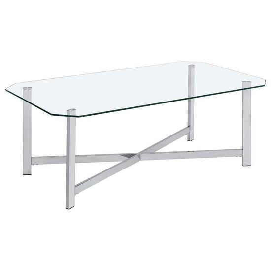 Cronin Rectangular Tempered Glass Top Cocktail Coffee Table Chrome