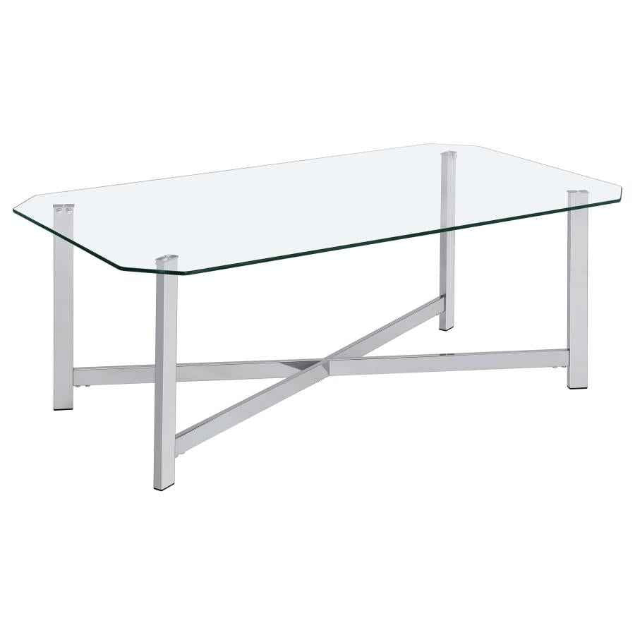 Cronin Rectangular Tempered Glass Top Cocktail Coffee Table Chrome