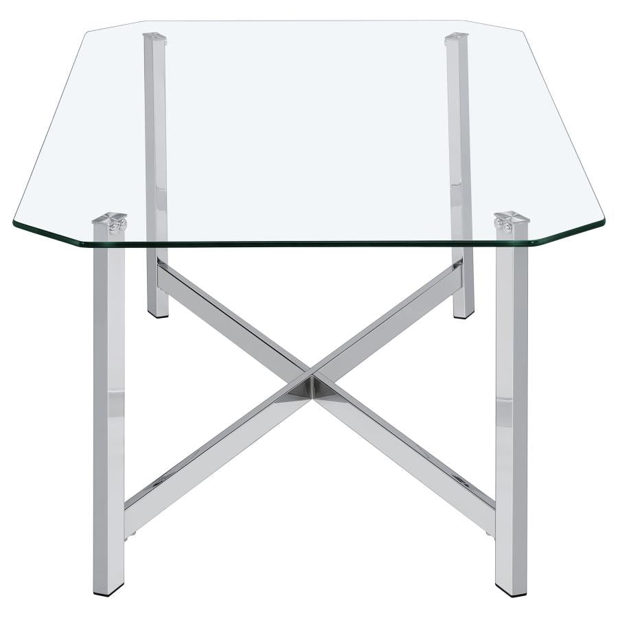 Home & Sleep Outlet - Cronin Rectangular Tempered Glass Top Cocktail Coffee Table Chrome