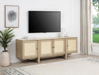 Home & Sleep Outlet - Kailani 79-inch 4-door Cane TV Stand Media Console Beige Oak