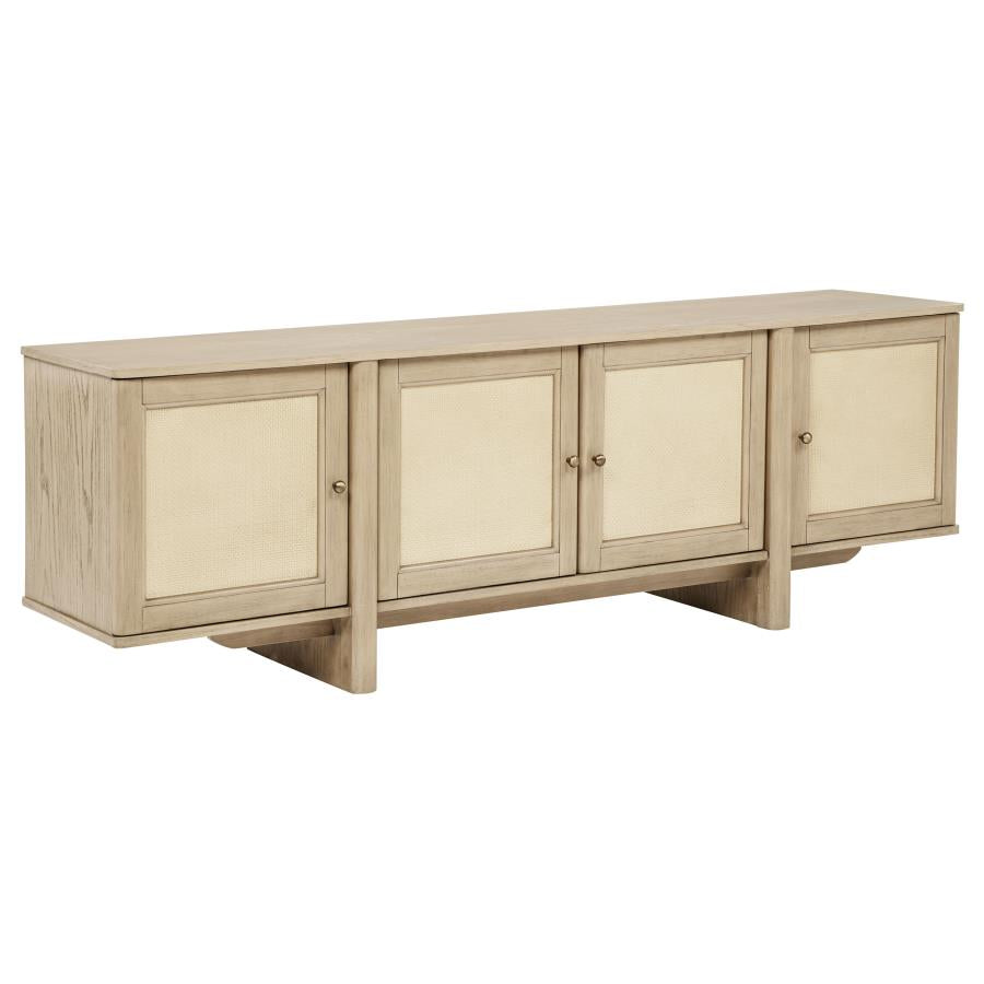 Home & Sleep Outlet - Kailani 79-inch 4-door Cane TV Stand Media Console Beige Oak