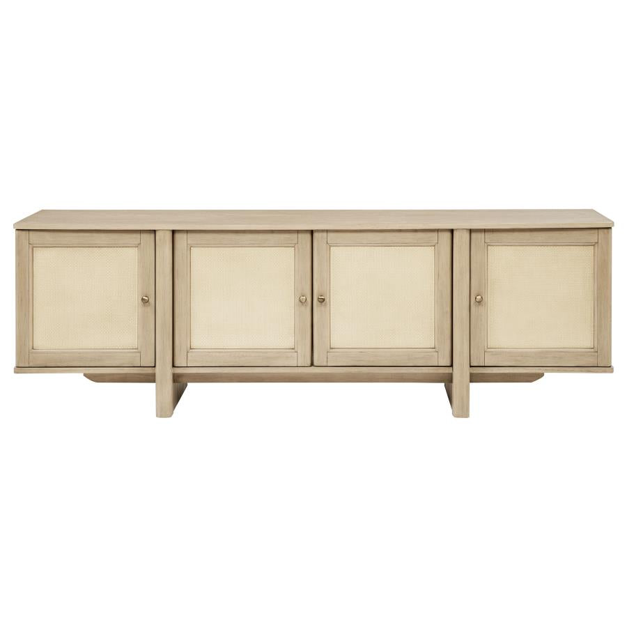 Home & Sleep Outlet - Kailani 79-inch 4-door Cane TV Stand Media Console Beige Oak