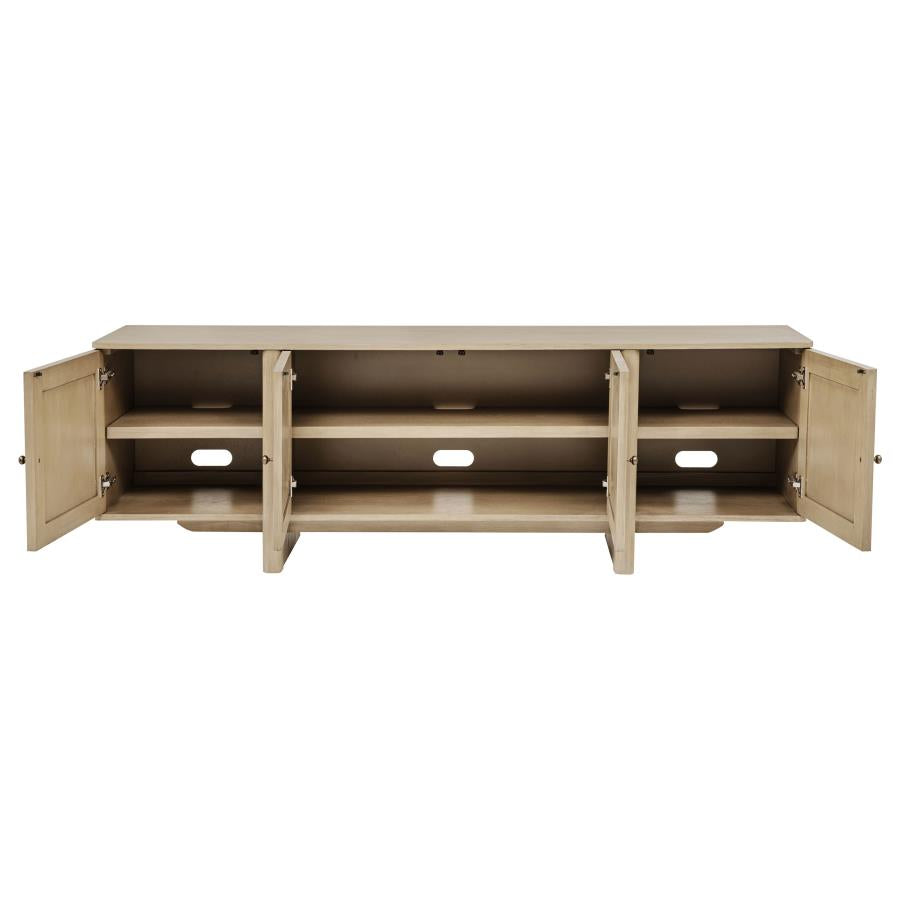 Home & Sleep Outlet - Kailani 79-inch 4-door Cane TV Stand Media Console Beige Oak